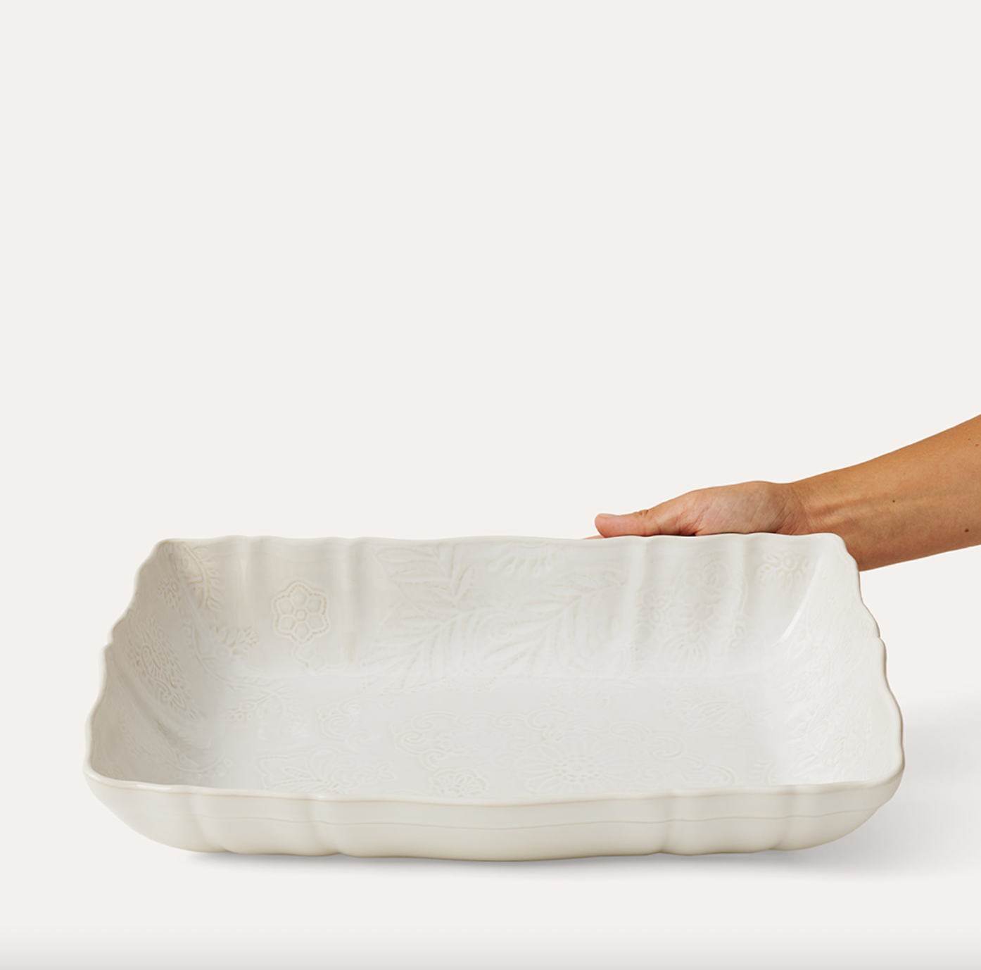Large white gratin dish, ceramic, oven to table, 35.5 x 23.5 x 6.5 cm