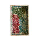 Mother of pearl serving tray, iridescent inlay, detail view