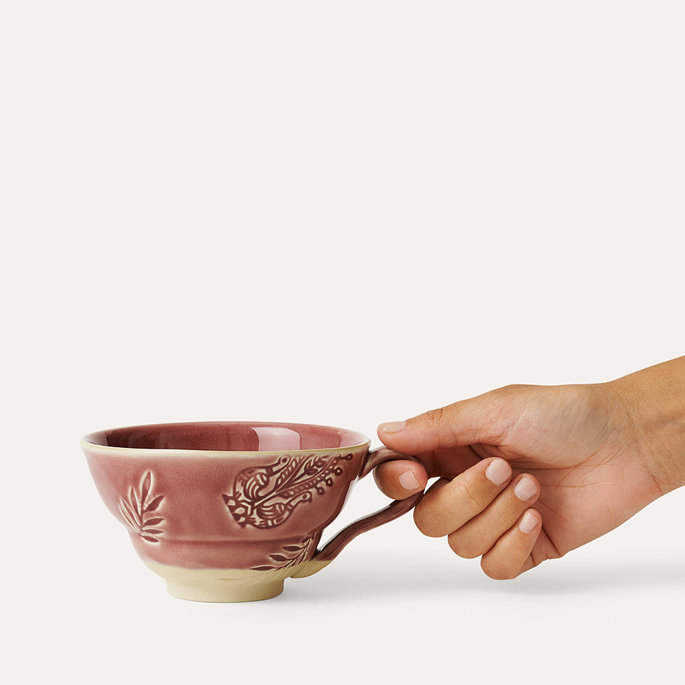 Sthal cup with handle in old rose