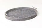 Charcoal faux shagreen oval serving tray by Forwood Design, styled as a drinks tray