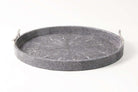 Charcoal faux shagreen oval serving tray, small size, 55 x 45 x 7 cm