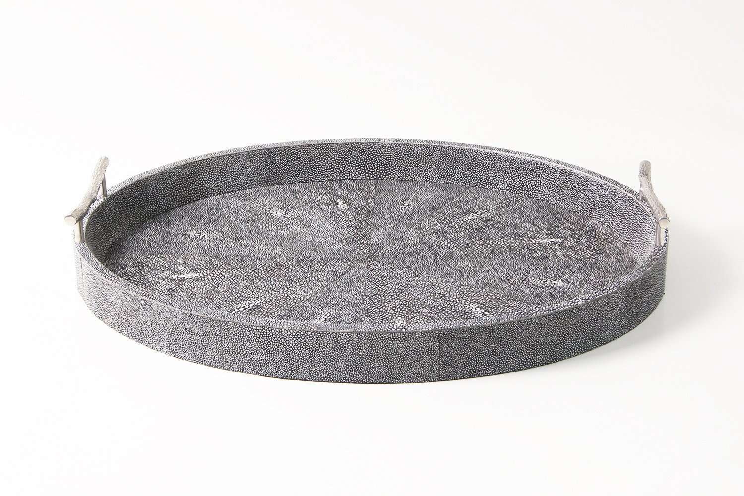 Charcoal faux shagreen oval serving tray, small size, 55 x 45 x 7 cm