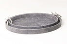 Charcoal faux shagreen oval serving tray by Forwood Design, stacked sizes shown
