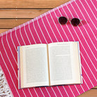Pink Aktif Turkish beach towel, flat weave cotton, detail