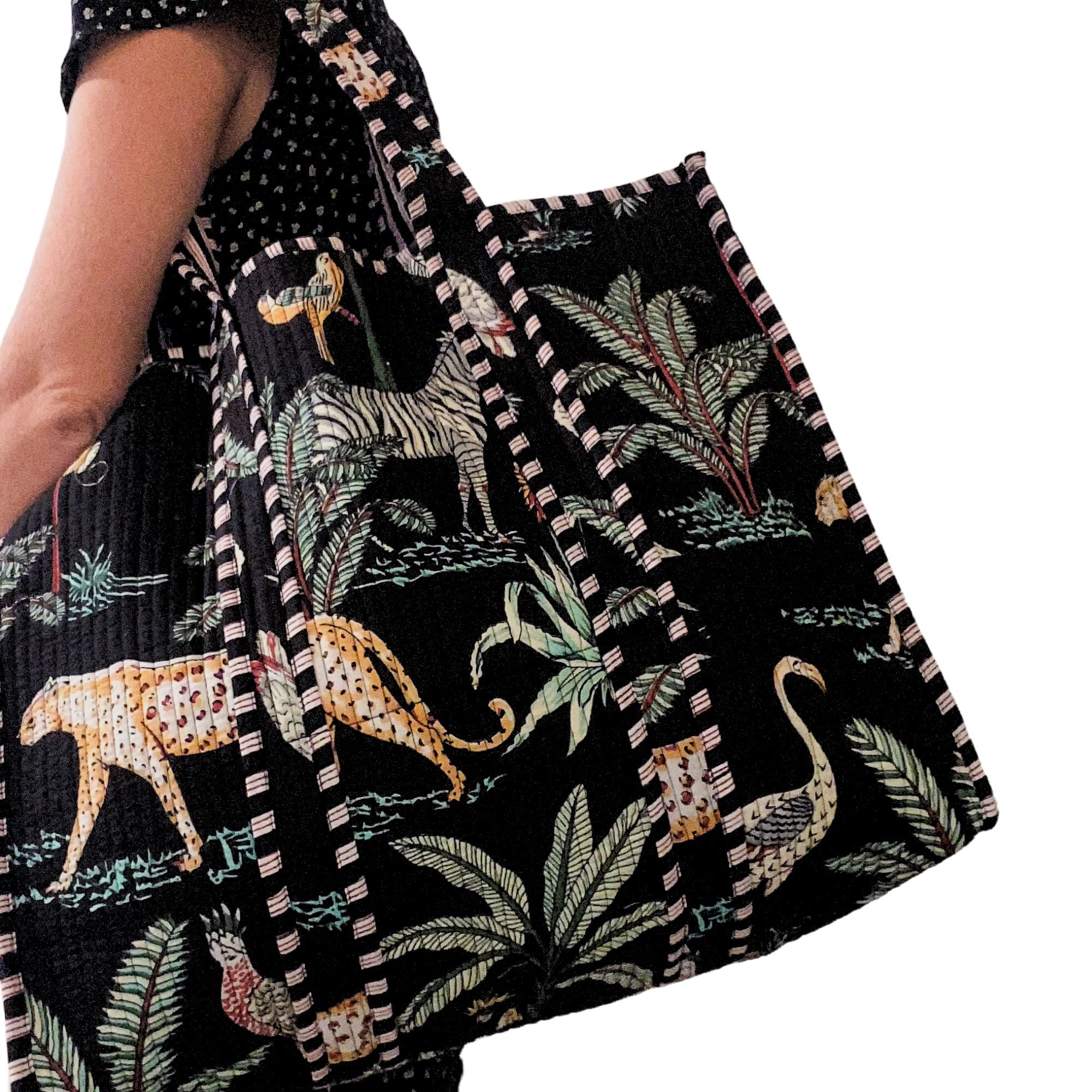 Quilted Safari block-print shopper bag
