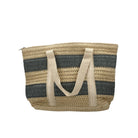 Raphia striped beach bag, handmade in Vietnam, styled