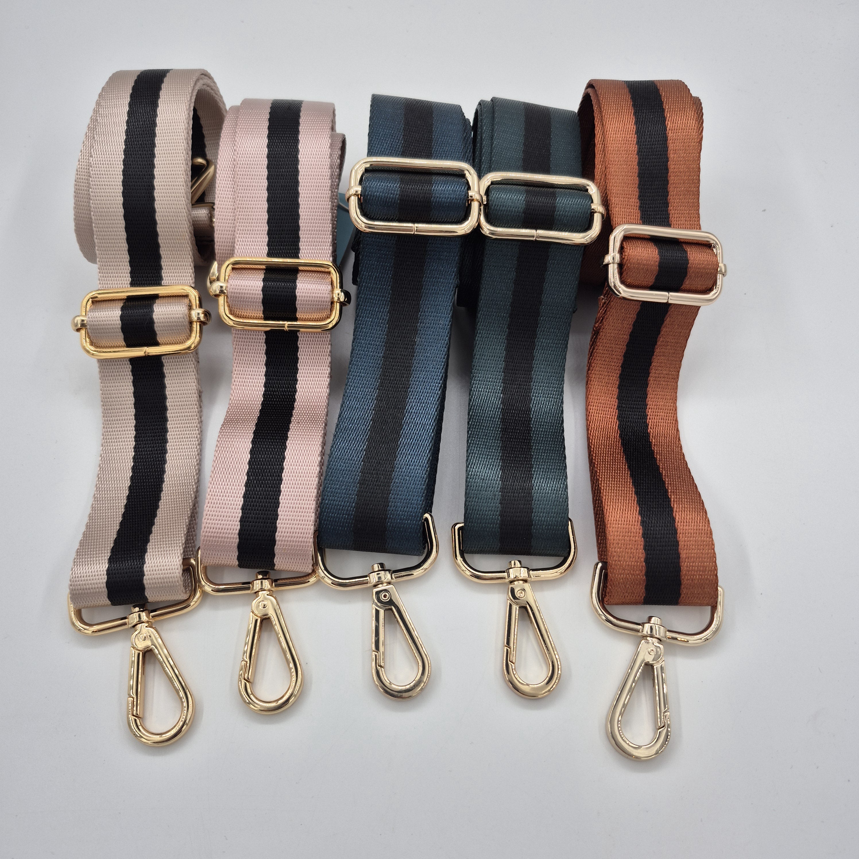 Ceannis adjustable shoulder strap, assorted recycled polyester with gold buckle