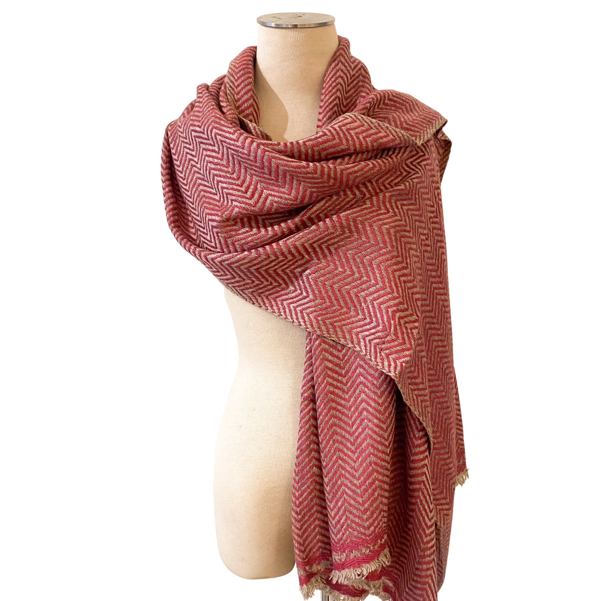 Soft cashmere herringbone shawl, 70 by 200 cm