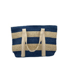 Striped raphia beach bag, handmade, zip closure and inside pocket