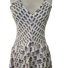Block printed cotton sundress, elasticated bodice, daisy print