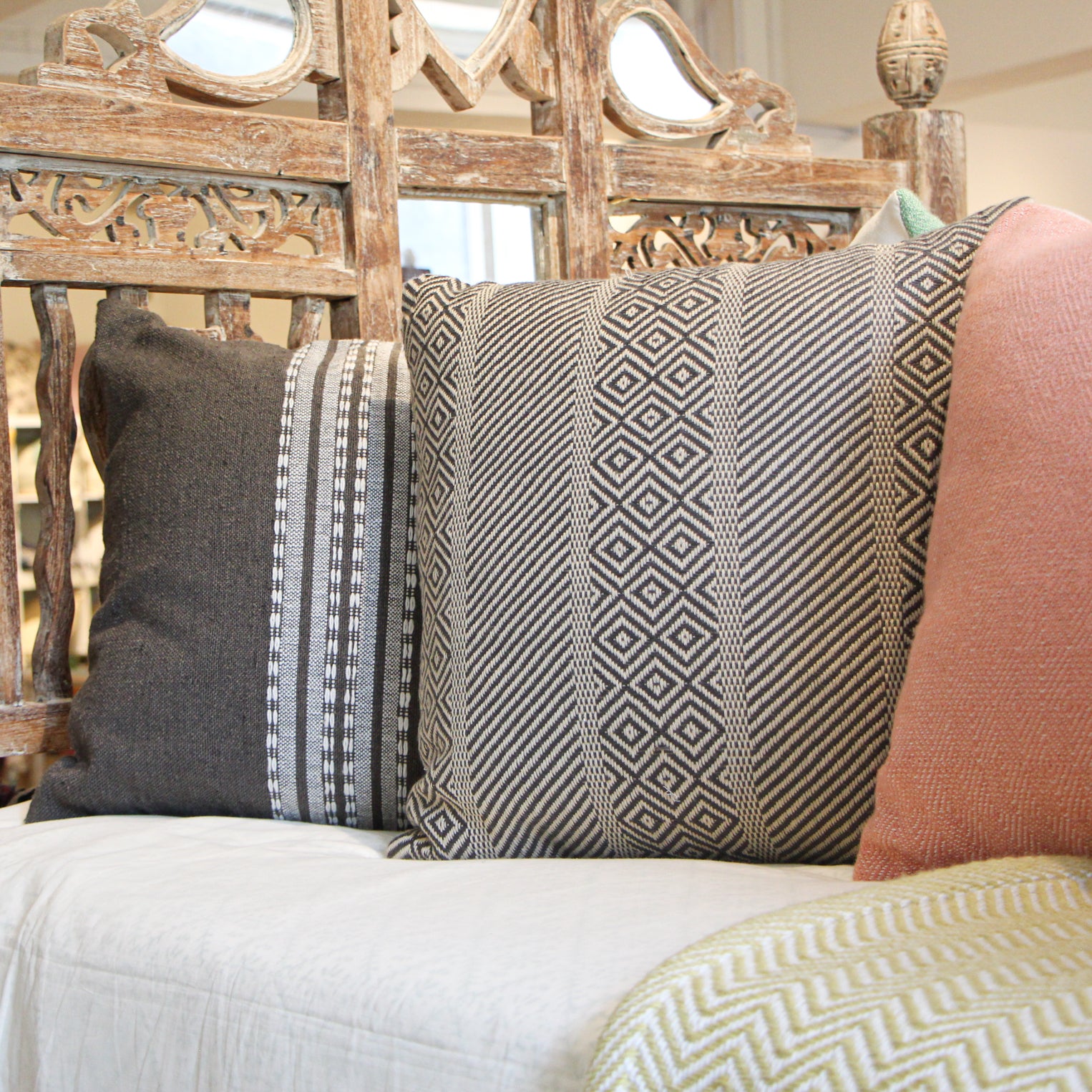 Trucadors charcoal cushion by Weaver Green, recycled plastic, detail