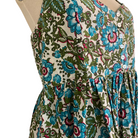 Turquoise Anna block-print cotton sundress, calf-length