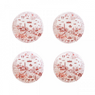 Willow pattern 10.5 inch plate in red, set of four, fine bone china, 27cm