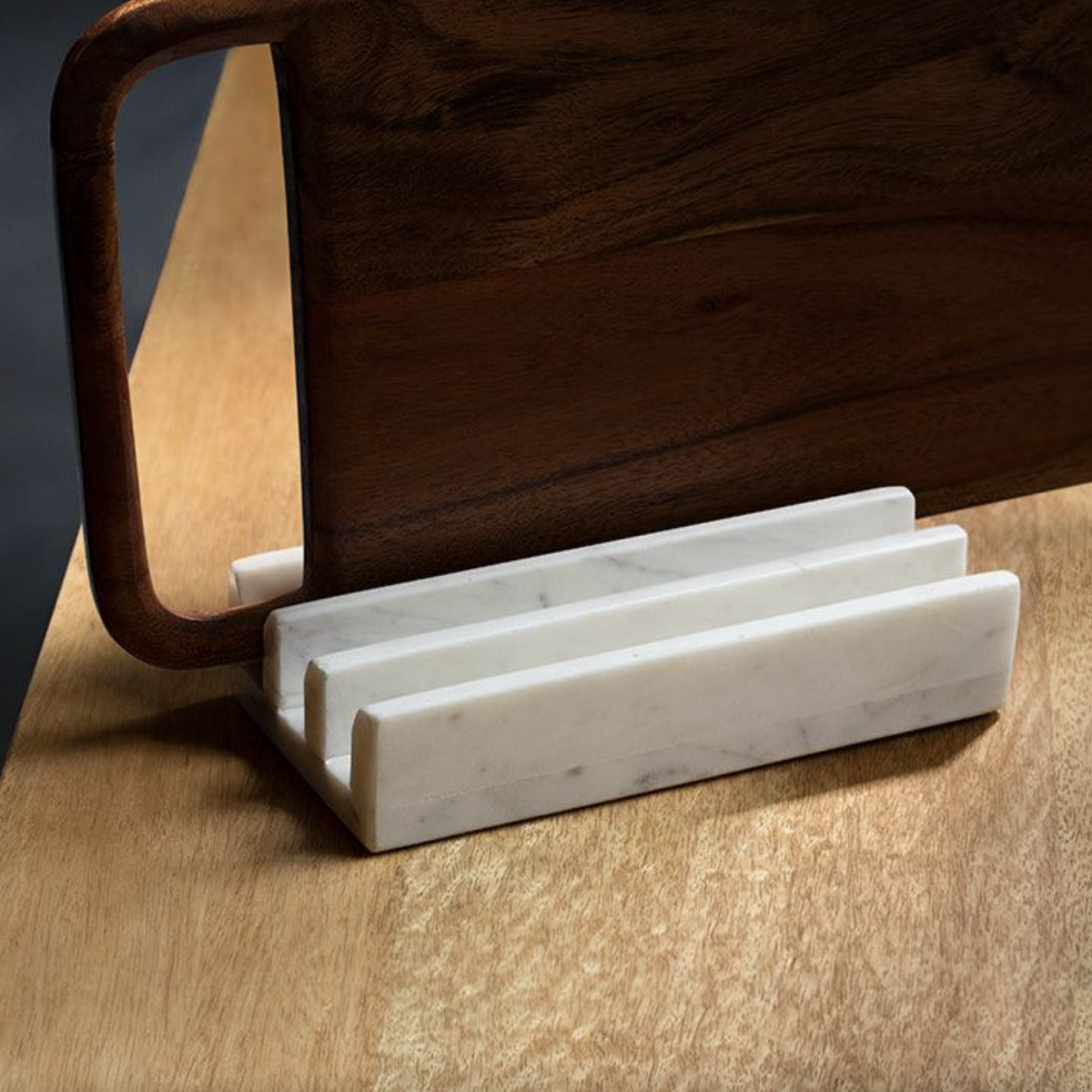 Zigzag marble chopping board stand, handcrafted marble, 22 x 11 x 4cm