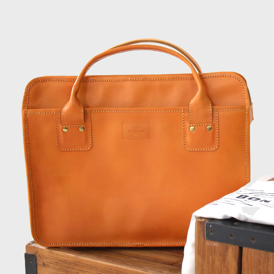 Leather Briefcase - Tan - The Great Diggers