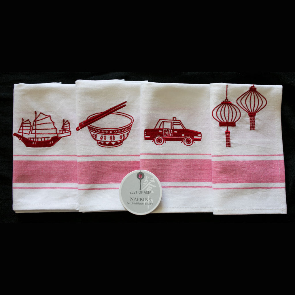 Zest of Asia Red Hong Kong Design Napkins s/4 - Zest of Asia, INSIDE Hong Kong