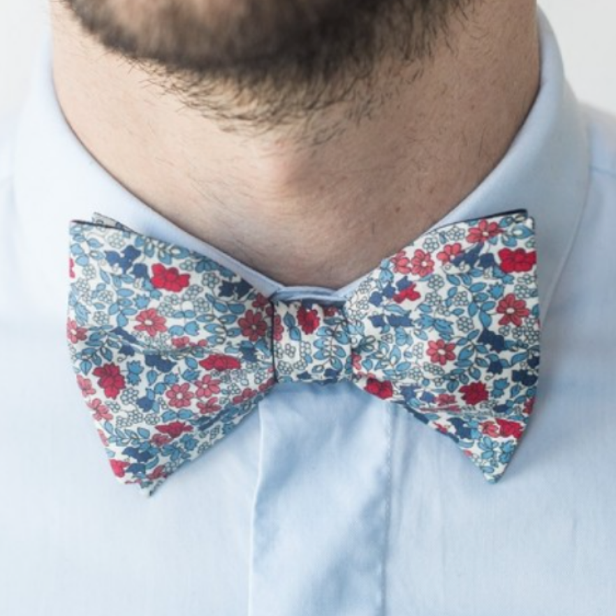 Bow Tie - Red/Blue Emilia Flowers - The Great Diggers