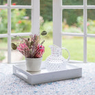 White lacquer serving tray, hand-polished gloss, styled