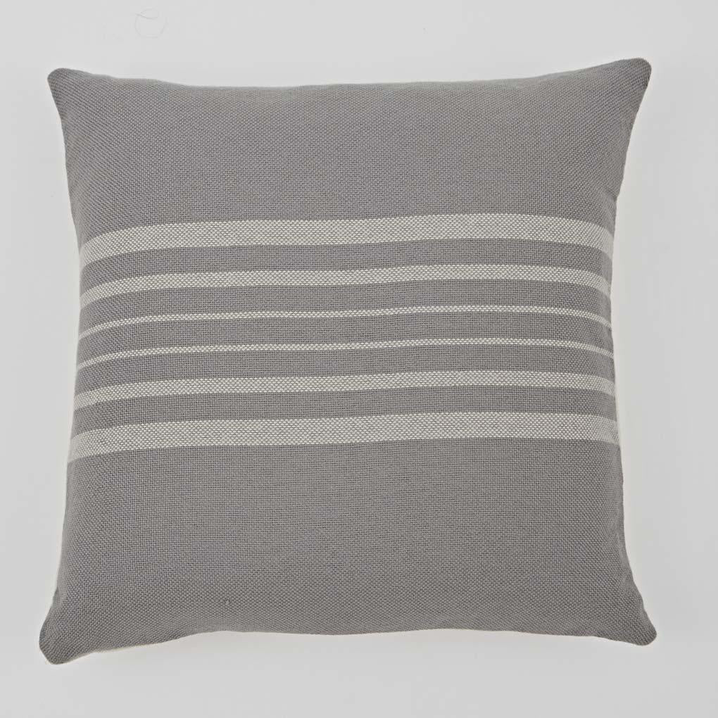 Grey and linen Antibes cushion by Weaver Green, recycled plastic bottles, 45 x 45 cm