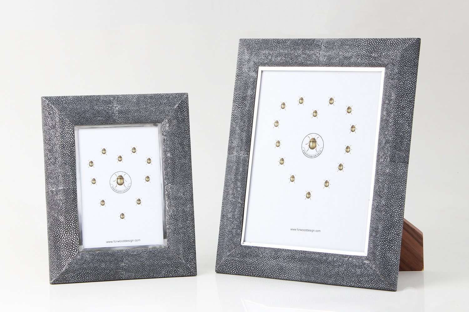 Bella photo frame in charcoal faux shagreen with stainless steel trim, 5 x 7 or 8 x 10 inch, Forwood Design