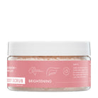 Rosewater and pink clay body scrub jar, side view detail, nourishing natural exfoliant