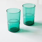 Emerald glass tumbler, set of 2, 8 cm diameter x 13 cm, 500 ml, handcrafted by Ellementry