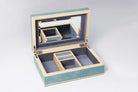 Ansley jewellery box in teal faux shagreen with sycamore trim, 28 x 19 x 8.5 cm, Forwood Design