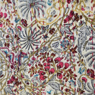Rainforest kantha bedspread, white ground, hand stitched cotton