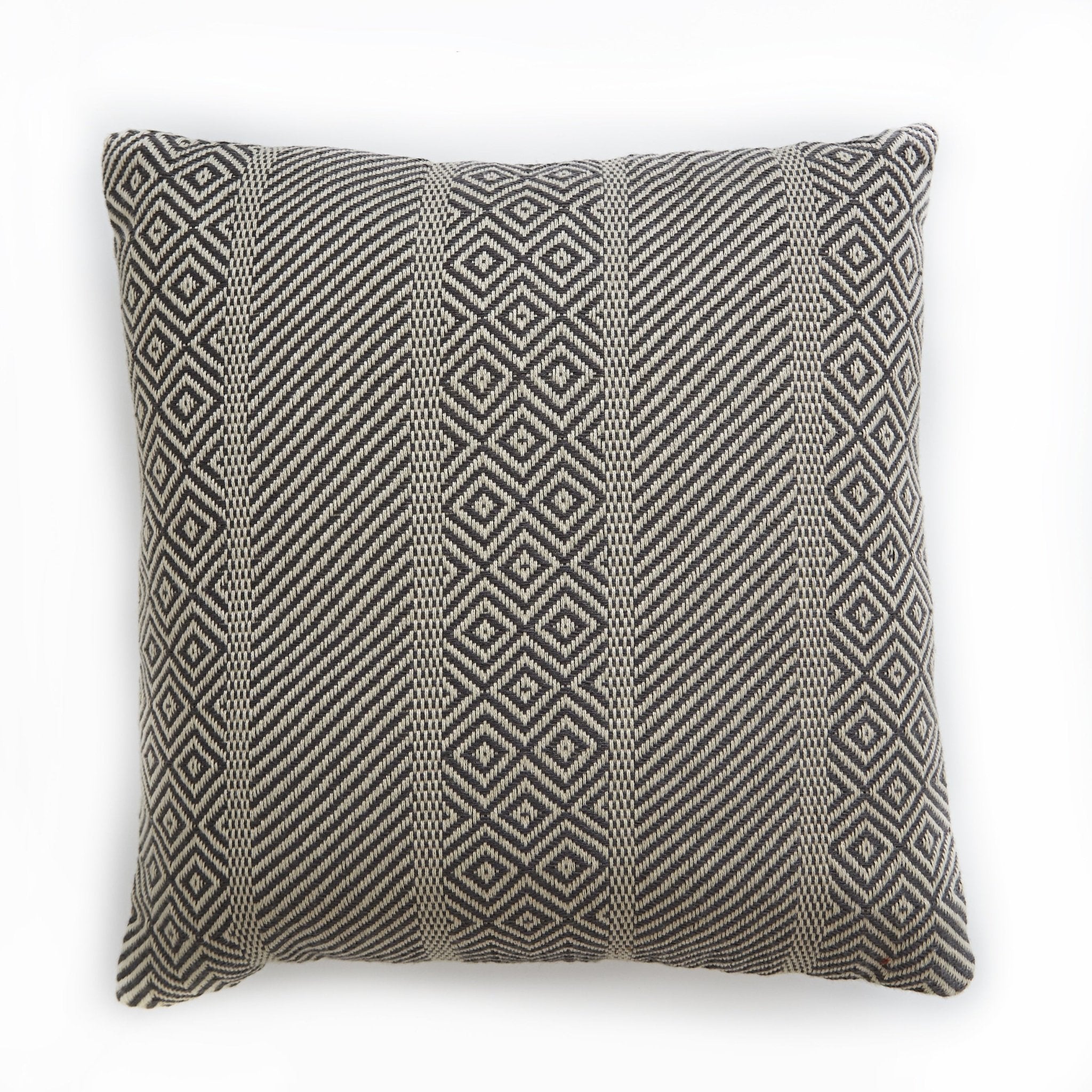 Minerva charcoal cushion in recycled-yarn weave