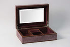 Ansley jewellery box in mulberry faux shagreen with sycamore trim, 28 x 19 x 8.5 cm, Forwood Design