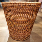 Rattan wastepaper basket, handcrafted natural rattan, 27 x 26 cm