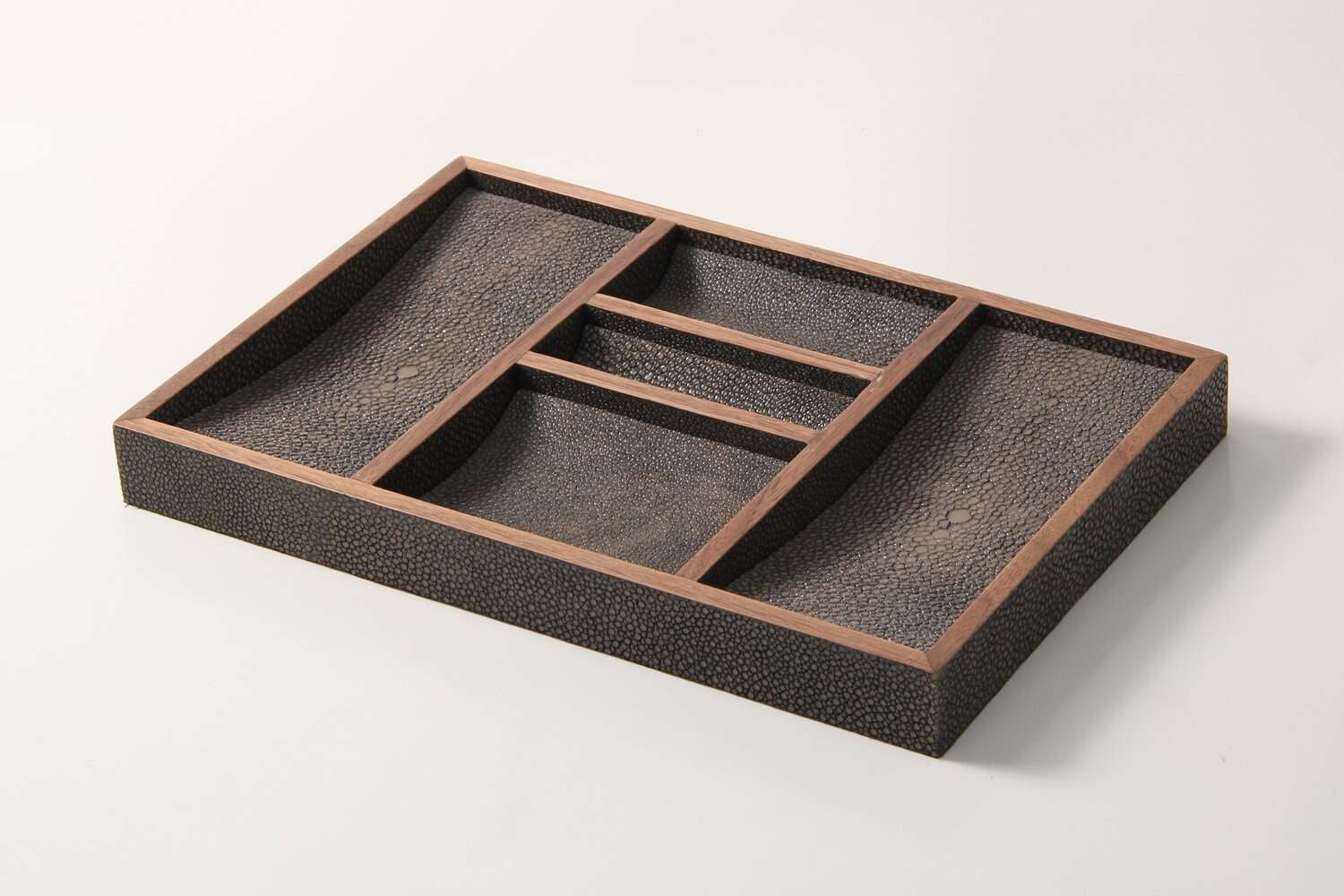 Bevin valet tray in seal brown faux shagreen by Forwood Design, 30 x 20 x 3 cm