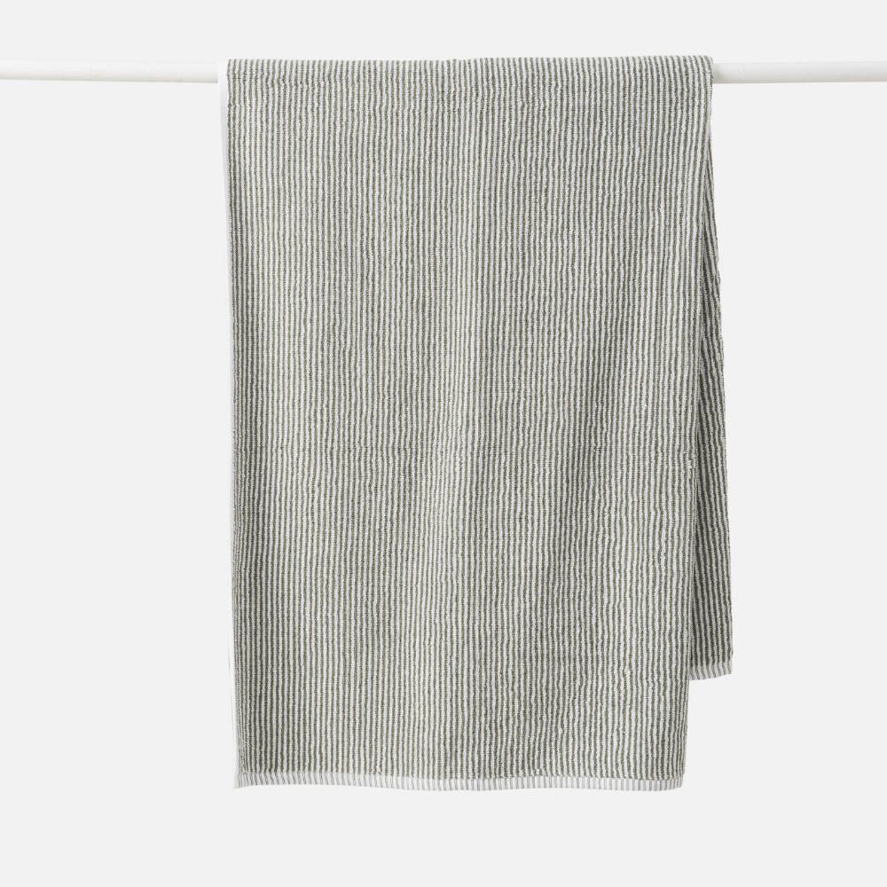 Stripe Organic Cotton Towel Olive Range