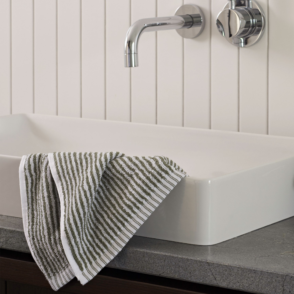 Stripe Organic Cotton Towel Olive Range