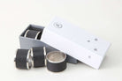 Faux shagreen napkin rings in caviar black, set of 4, stainless steel, 5 cm diameter, Forwood Design