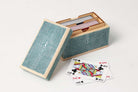 Playing card box in teal faux shagreen with sycamore lining, 12 x 6 x 8 cm, Forwood Design