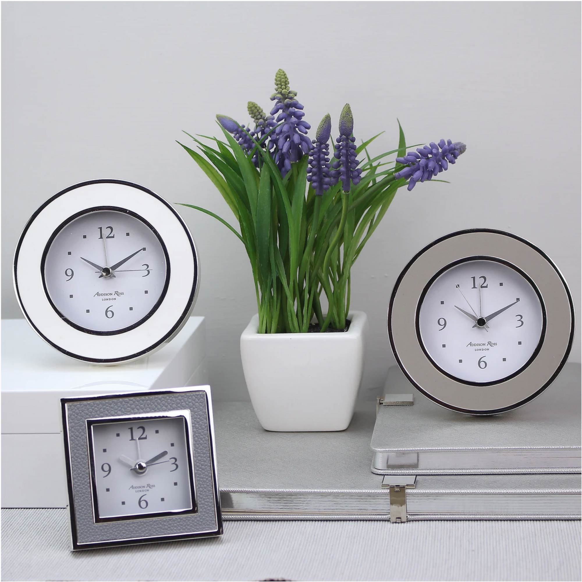 Addison Ross Shagreen Grey alarm clock
