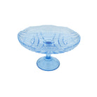Blue pressed glass cake stand, vintage European glass, All'origine