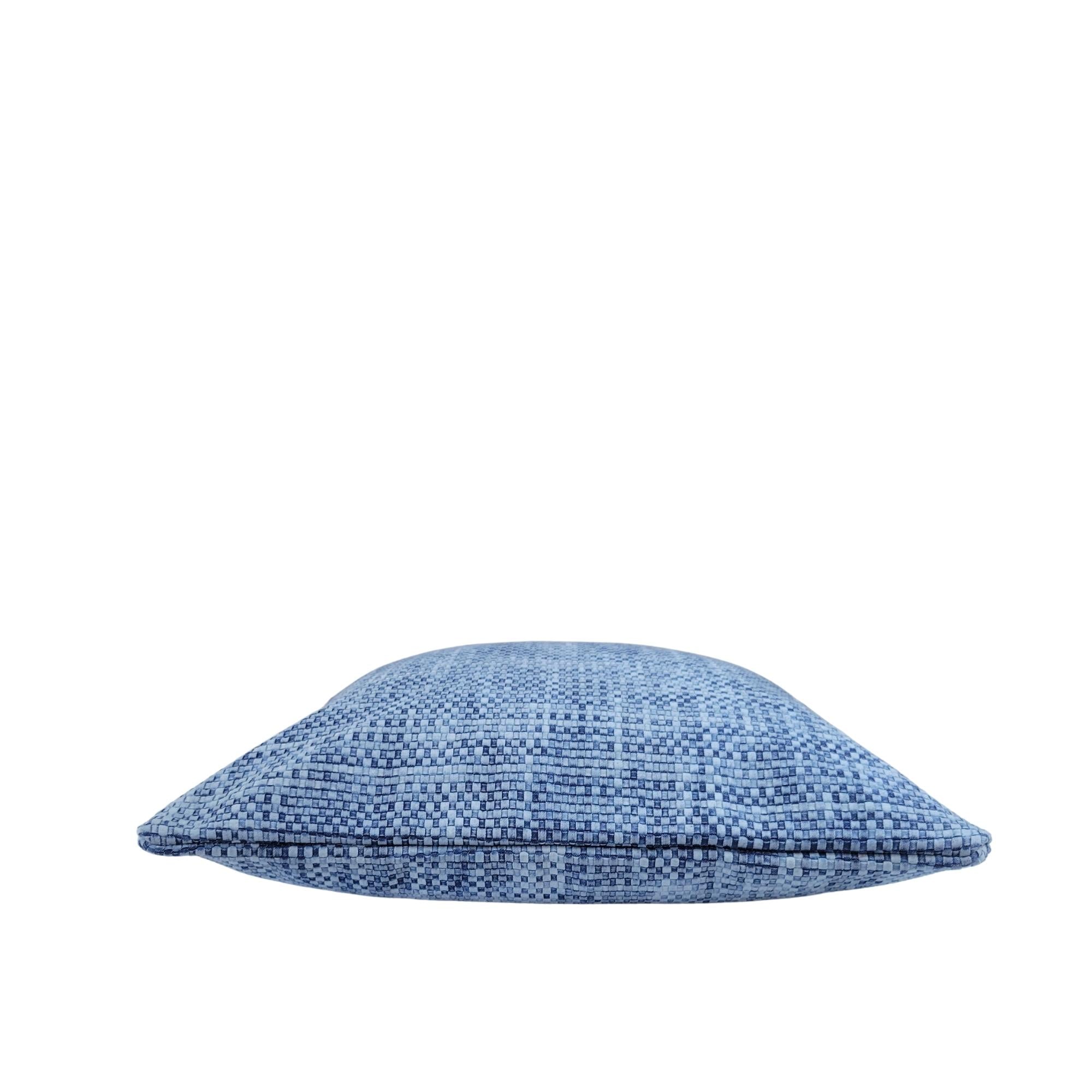 Braided denim cushion cover in blue