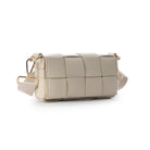 Grey braided shoulder bag with a hidden magnet closure