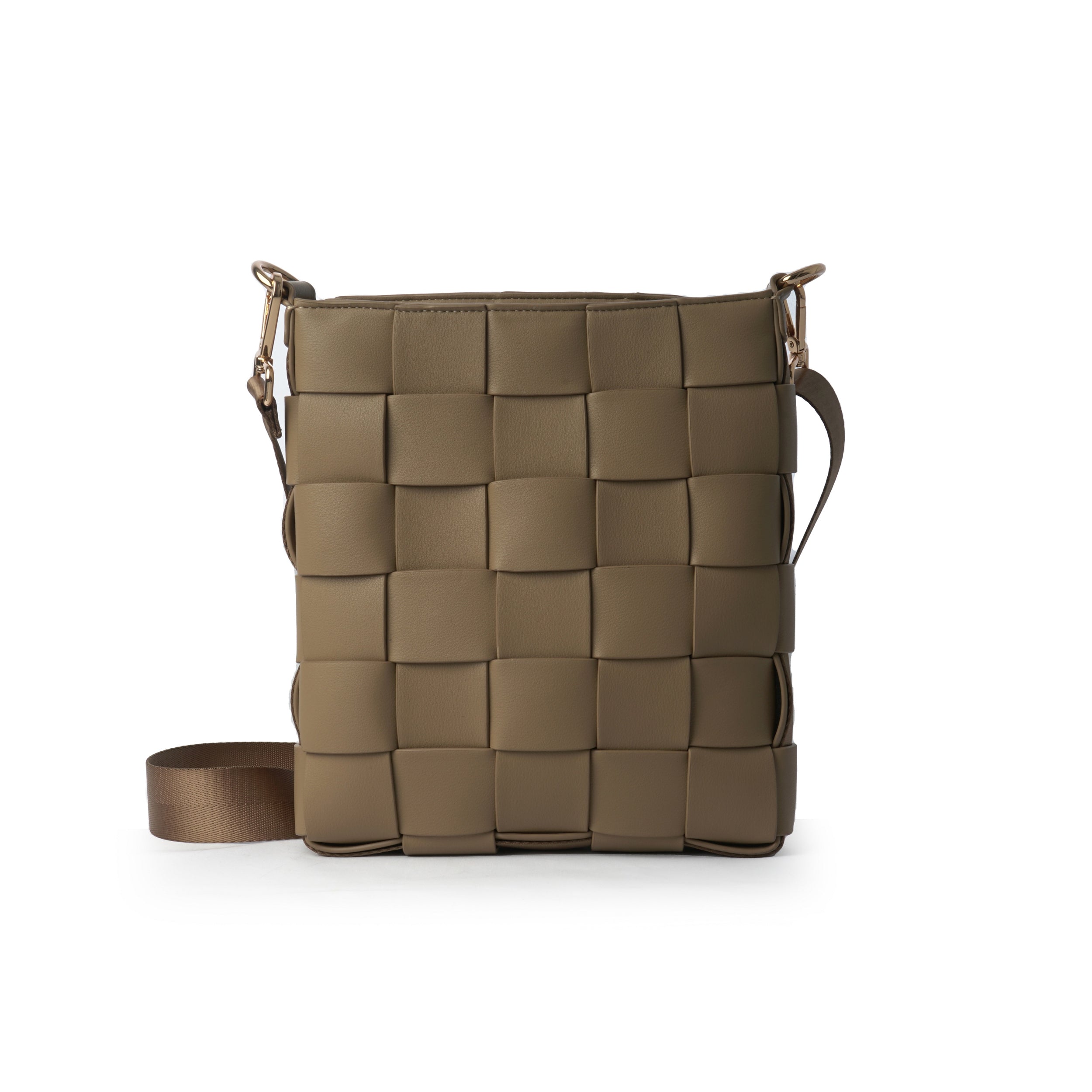 Braided taupe shoulder bag with detachable straps