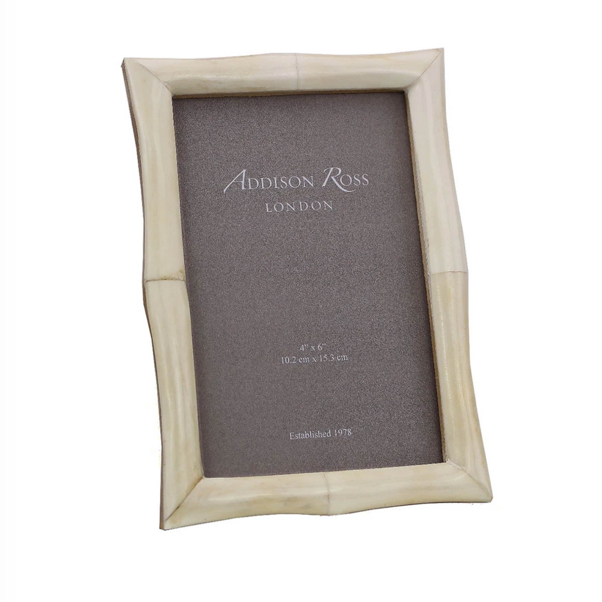 Buffalo bone curved photo frame in cream, 4 by 6 inch