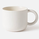 Cafe stoneware mug in white with linear detailing