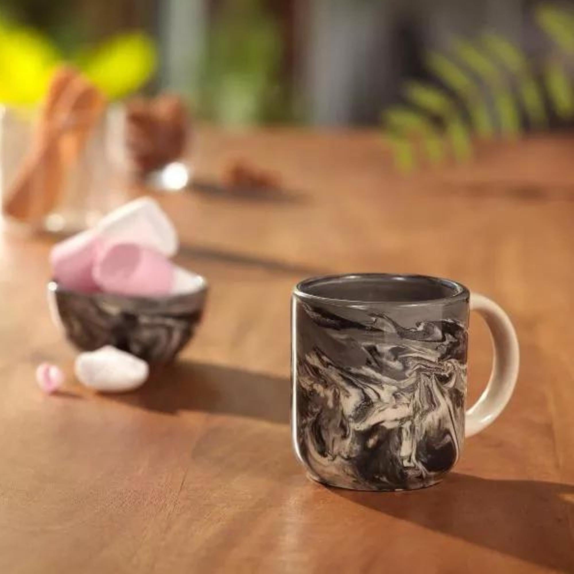 Carbon ceramic mug with a hand-marbled texture, 250 ml