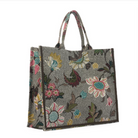 Ceannis grey flower linen shopper, interior organiser with zipped pocket