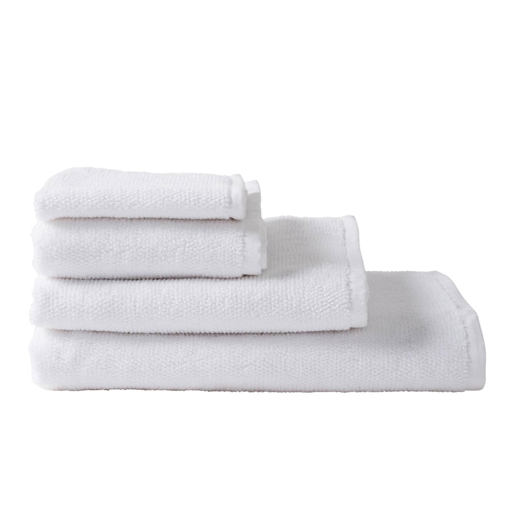 Soft white terry cotton towels by Citta in face, hand and bath sizes, high absorbency 100% cotton