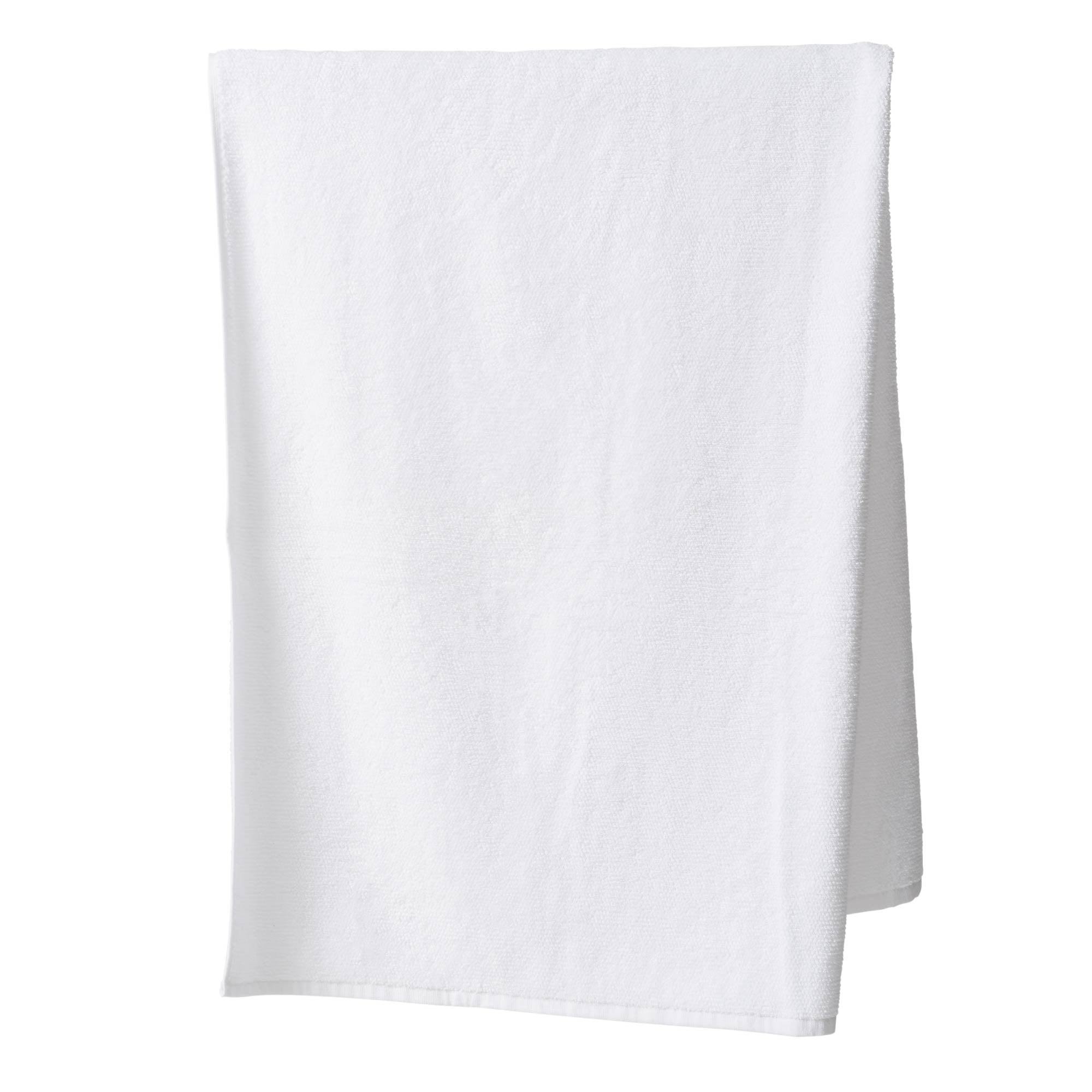 White classic 100% cotton terry towel, high absorbency and machine washable warm, detail view