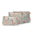 Pastel pink flower cosmetic bag