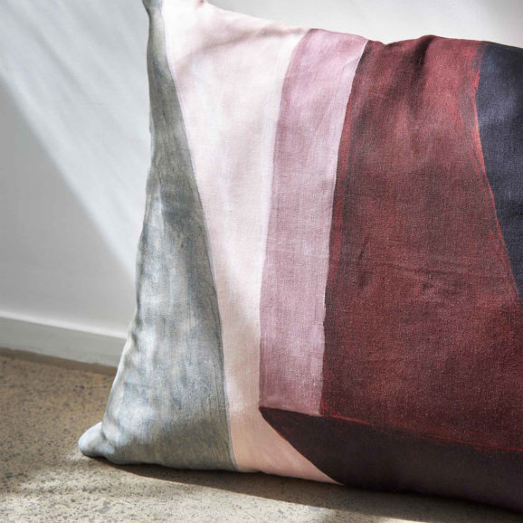 Object linen cushion cover with hand-painted silhouettes, Citta