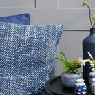 Denim braided cushion cover in blue, 50 cm